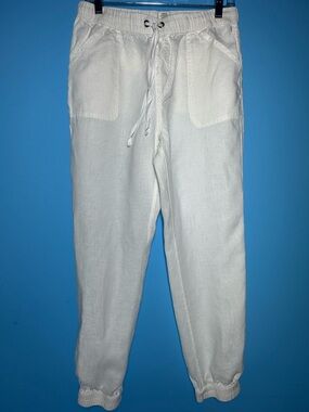 C&C California White 100% Linen Jogger Pants Size M